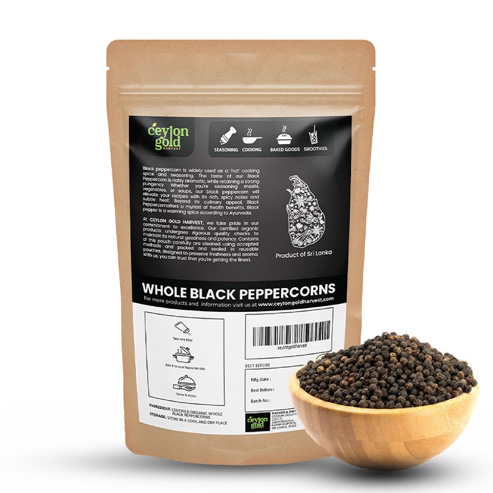 Whole black peppercorns